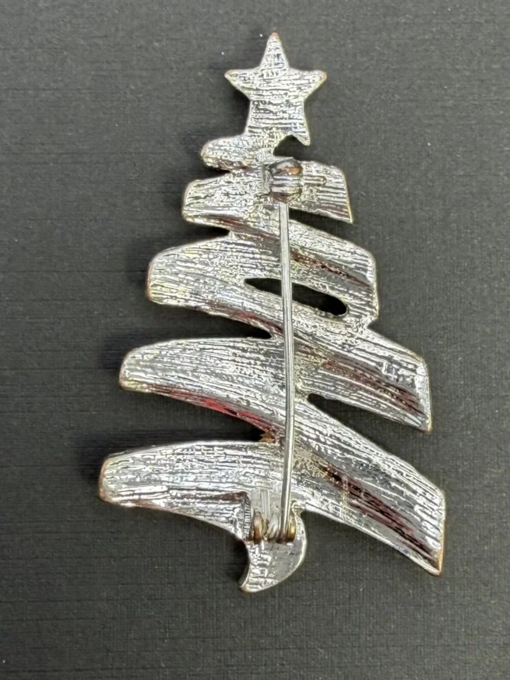 Christmas Tree Brooch Lot of 3 Enamel Rhinestone Holiday Pins Gold Silver Tone